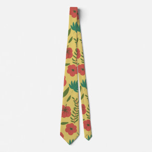 Nahtlose Blumenmuster, rot-gelb-grüne Blume Krawatte