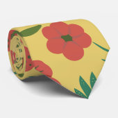 Nahtlose Blumenmuster, rot-gelb-grüne Blume Krawatte (Gerollt)