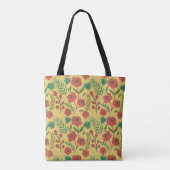 Nahtlose Blumenmuster, rot-gelb-grüne Blume Tasche (Rückseite)