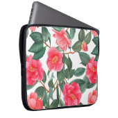 Nahtlose Blumenmuster, rote Kamelien-Blume mit Laptopschutzhülle (Vorne Rechts)
