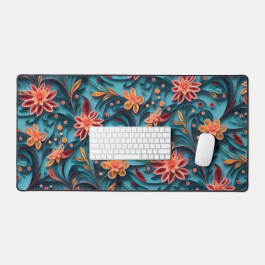 Nahtlose Blumenmuster Schreibtischmatte (Tastatur & Maus)