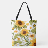 Nahtlose Blumenmuster, Sonnenschein und Daisis Tasche (Rückseite)