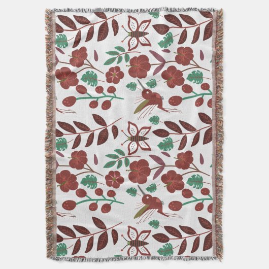 Nahtlose Blumenmuster, Vögel und Schmetterlinge Decke (Vorderseite Vertikal)