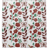 Nahtlose Blumenmuster, Vögel und Schmetterlinge Duschvorhang (Vorderseite)