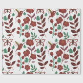 Nahtlose Blumenmuster, Vögel und Schmetterlinge Geschenkpapier (Flach)