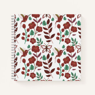 Nahtlose Blumenmuster, Vögel und Schmetterlinge Notizblock
