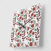 Nahtlose Blumenmuster, Vögel und Schmetterlinge Quadratische Wanduhr (Winkel)