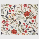 Nahtlose Blumenmuster von Vögeln Geschenkpapier (Flach)