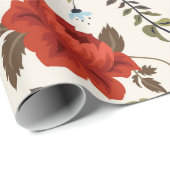 Nahtlose Blumenmuster von Vögeln Geschenkpapier (Rolleneckpunkt)