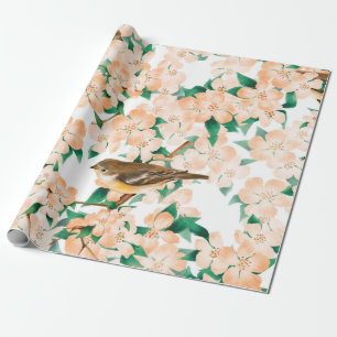 Nahtlose Blumenmuster von Vögeln Geschenkpapier