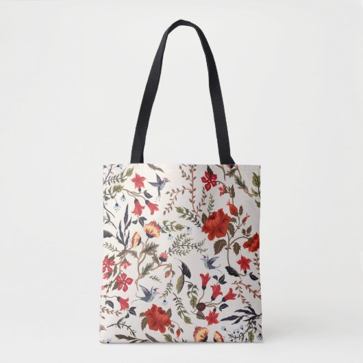 Nahtlose Blumenmuster von Vögeln Tasche (Vorderseite)
