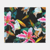 Nahtlose Blumenmuster. Weiße und rosa Lilie auf ei Fleecedecke (Vorderseite (Horizontal))