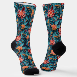 Nahtlose Blumenpapier-Muster Crew Socken