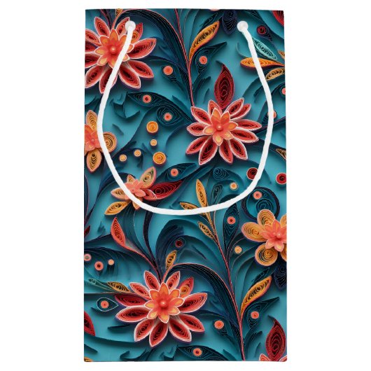 Nahtlose Blumenpapiermuster Geschenktasche Kleine Geschenktüte (Rückseite)