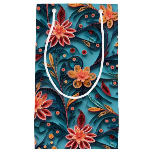 Nahtlose Blumenpapiermuster Geschenktasche Kleine Geschenktüte (Vorderseite)