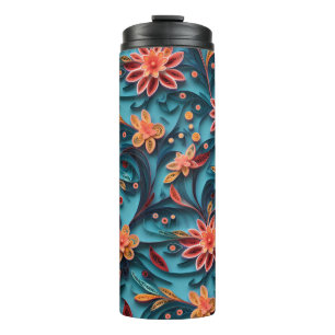 Nahtlose Blumenpapiermuster Thermal Tumbler Thermosbecher