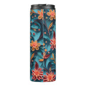 Nahtlose Blumenpapiermuster Thermal Tumbler Thermosbecher (Rückseite)