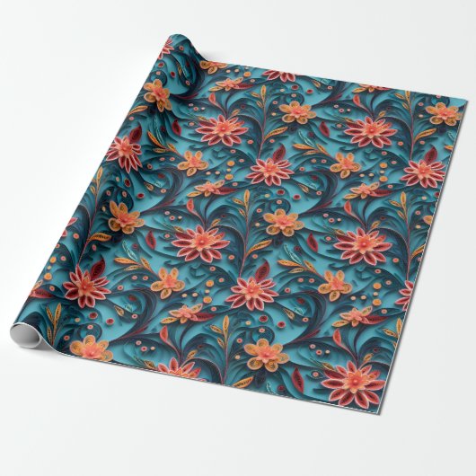 Nahtlose Blumenpapiermuster - Wrapping Paper Geschenkpapier (Ungerollt)