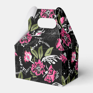 Nahtlose, blumenrosa Blume Blätter Aquarellmatte Geschenkschachtel