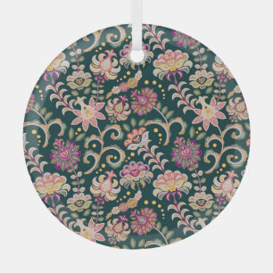 Nahtlose, blumenrosa dunkle Umgebung Ornament Aus Glas
