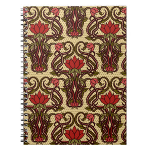 Nahtlose Blumentapete im Jugendstil, Vi Notizblock