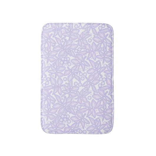 Nahtlose blumenviolette Blume runden Blätter weiß Badematte (Vorderseite Vertikal)