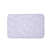 Nahtlose blumenviolette Blume runden Blätter weiß Badematte (Vorderseite)