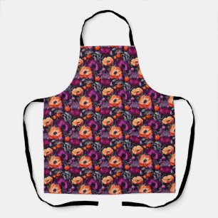 Nahtlose Blüte mit Rot, Orange, violetten Blumen Schürze