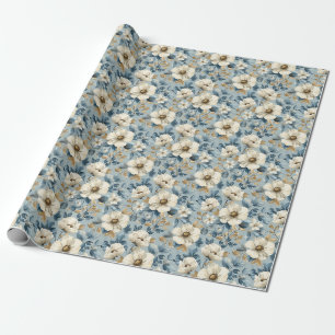 Nahtlose Blüten mit weißen und beigen Blume Geschenkpapier
