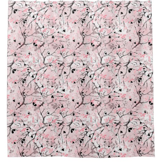 Nahtlose Blütenblumen Blätter Zweige Button Duschvorhang (Vorderseite)