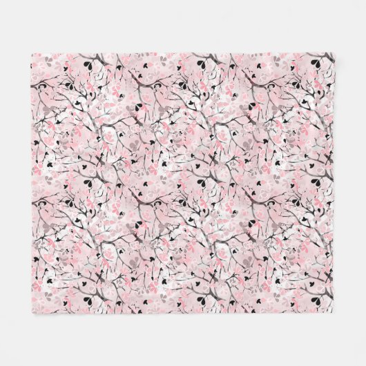 Nahtlose Blütenblumen Blätter Zweige Button Fleecedecke (Vorderseite (Horizontal))
