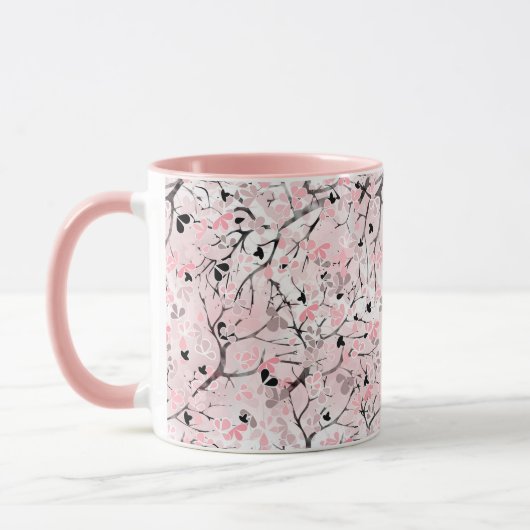 Nahtlose Blütenblumen Blätter Zweige Button Tasse (Links)
