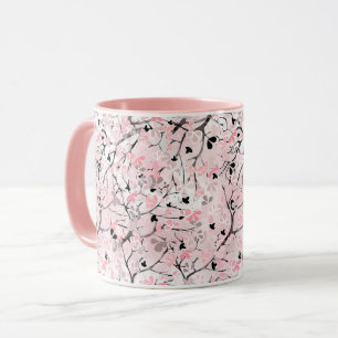 Nahtlose Blütenblumen Blätter Zweige Button Tasse