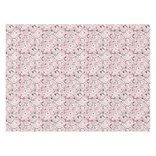 Nahtlose Blütenblumen Blätter Zweige Button Tischdecke (Vorderseite (Horizontal))