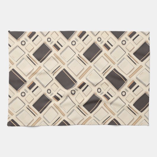 Nahtlose Briefpapier-Muster Notizbücher Lineale Geschirrtuch (Horizontal)