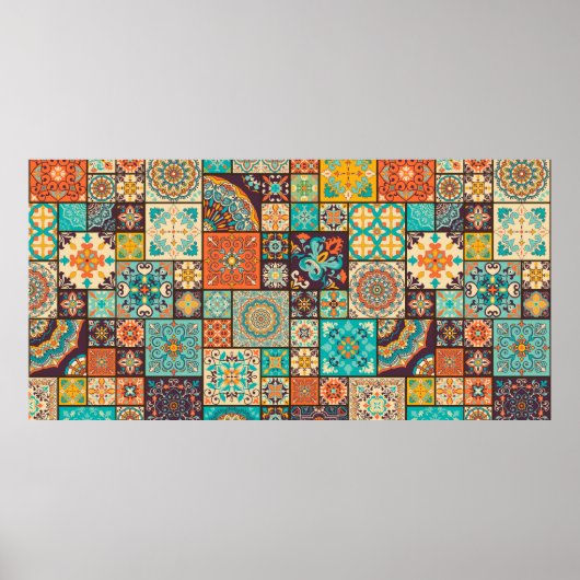 Nahtlose bunte Fliesen mit dem Islam, Arabi Poster (Vorne)