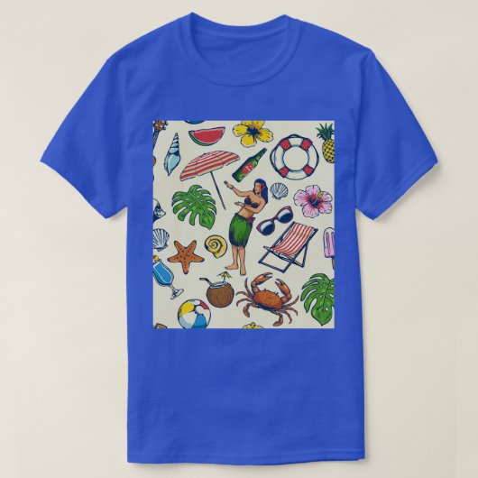Nahtlose bunte Sommermuster T-Shirt (Design vorne)