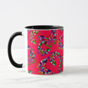 Nahtlose Cartoon Kinder abstrakte Schmetterlingsmu Tasse