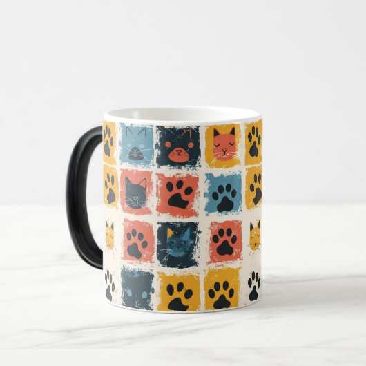 Nahtlose Cat Cartoon Pads Fun Muster Design Verwandlungstasse (Vorderseite Links)