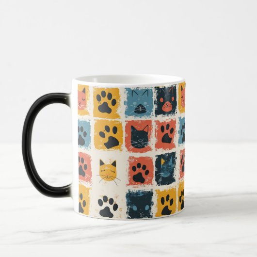 Nahtlose Cat Cartoon Pads Fun Muster Design Verwandlungstasse (Links)