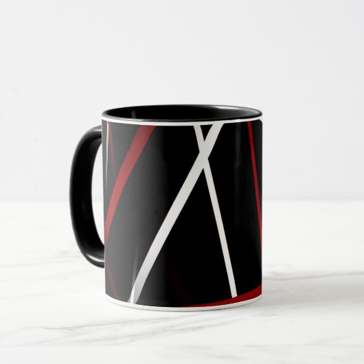 Nahtlose Criss quere rote und weiße Linien auf Tasse (Vorderseite Links)