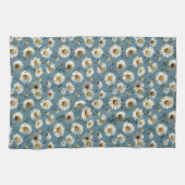 Nahtlose Daisy-Blume-Muster auf blau Geschirrtuch (Horizontal)
