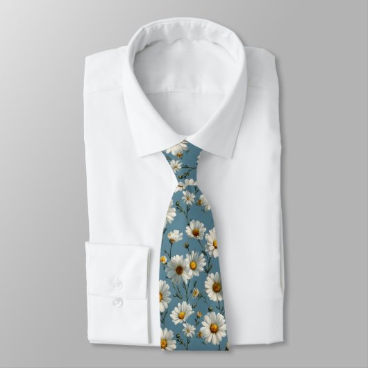 Nahtlose Daisy-Blume-Muster auf blau Krawatte (Gebunden)