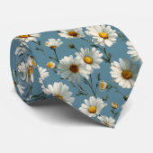 Nahtlose Daisy-Blume-Muster auf blau Krawatte (Gerollt)