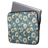 Nahtlose Daisy-Blume-Muster auf blau Laptopschutzhülle (Vorderseite Links)