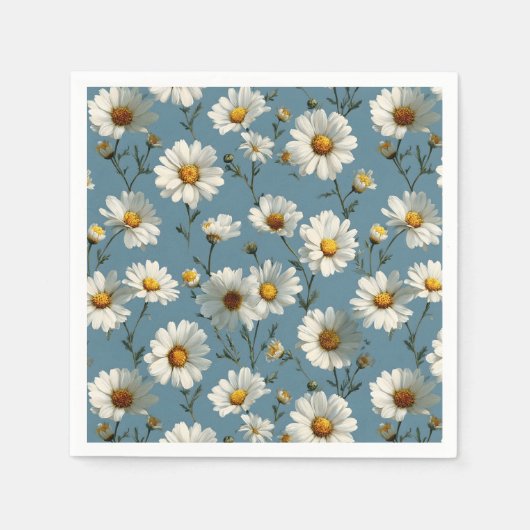 Nahtlose Daisy-Blume-Muster auf blau Serviette (Vorderseite)