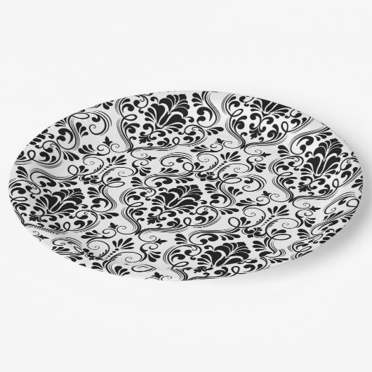Nahtlose Damask Pappteller (Schrägansicht)