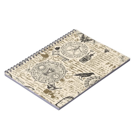 Nahtlose Darstellung eines Alchimie-Themas in Vin Notizblock (Linke Seite)