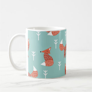 Nahtlose Darstellung mit niedlichem Orangenfuchs Kaffeetasse