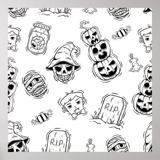 Nahtlose Darstellung von Halbbildern mit gezeichne Poster (Vorne)